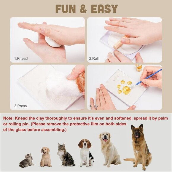 Paw Print Kit with Picture Frame and Imprint Clay, Pawprints Impression Keepsake - Picture 2 of 6
